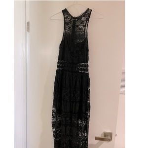 Black lace long dress.
